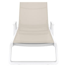 Compamia Tropic Arm Sling Chaise Lounge White Frame Taupe Sling White