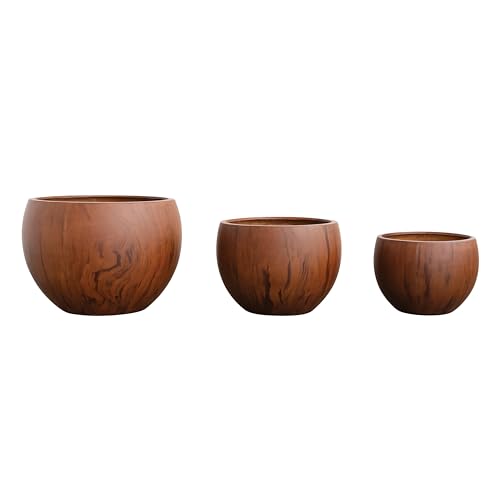 Bloomingville Magnesia and Stone Planter, Brown, Set of 3