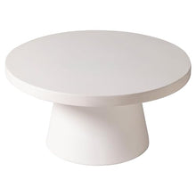 LeisureMod Minimalist White Side Table with Pedestal Base – Round Fiberstone Accent Table for Living Room, Outdoor, or Patio Use, Dune Series (White)