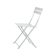 Pemberly Row 36" Round Folding Metal Bistro Table Set, White Finish, Includes 4 Chairs, Powder Coated Durable Construction, Space-Saving Design, Built-in Umbrella Hole, Outdoor Patio Dining Use