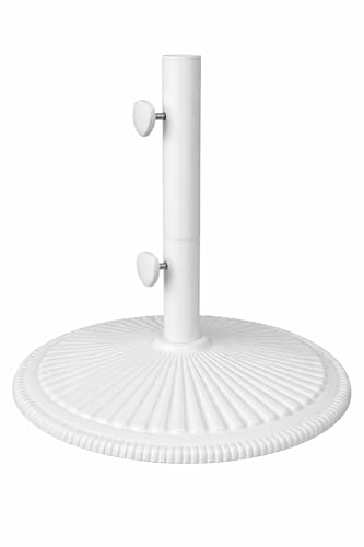Treasure Garden 50 lb Classic Market Umbrella Base – White Cast Iron – Fits 1.5 Inch Poles