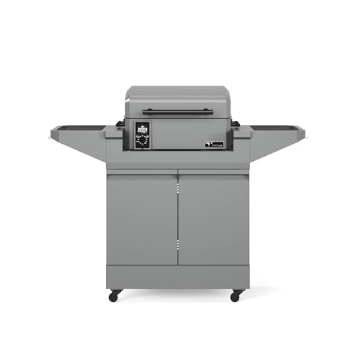 Tytus Rolling Outdoor Kitchen Island Cart & Pellet Smoker Grill, BBQ