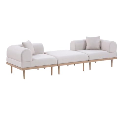 Outdoor Escape Brown Fabric 3-Piece Outdoor Modular Sofa Set with Cushions, Contemporary Style, Comfortable Arm and Back Height, Durable Outdoor Upholstery