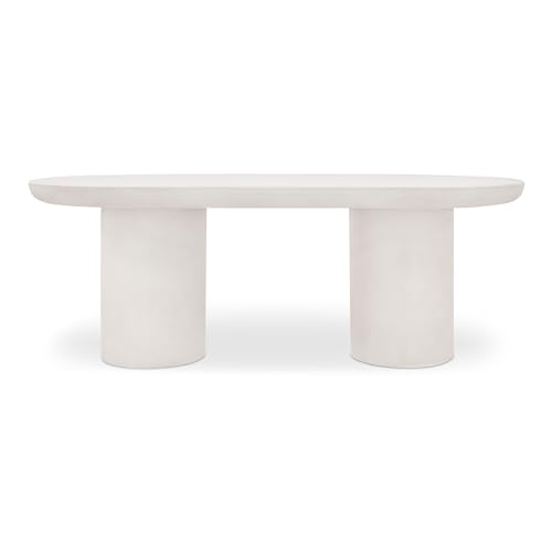 NADAAL STUDIOS Fenton Dining Table, Fiber-Reinforced Concrete Top and Legs, Iron Frame, Cream, Seats 6