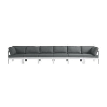 Outdoor Escape Gray Fabric Outdoor Modular Sofa with Contemporary Design, Comfortable Cushioned Seating and Durable Frame for Garden Deck Backyard