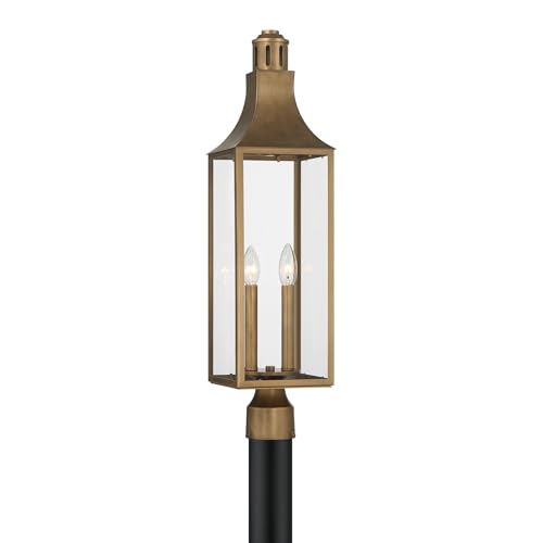 Savoy House 5-225-273 Lancaster Traditional Clear Glass Outdoor Post Lantern, 2-Light 120 Total Watts, 27" H x 7" W, Atlas Bronze