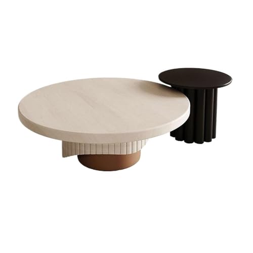 DINBOZ26X Living Room Table Creative Solid Wood Round Coffee Table Modern Minimalist Tea Table, Lightweight Luxury Design for Living Room Outdoor Side Table(Black)