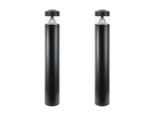 Solus Round LED Bollard Path Light – 10W Integrated LED, 937 Lumens, 4000K – Modern Outdoor Walkway Light, ETL Listed, Black or Bronze (Black, 2 Pack)