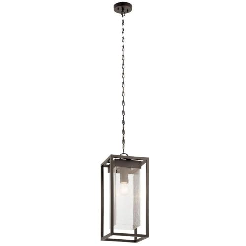 Kichler Mercer Outdoor Pendant Light, Seeded Glass, Bronze