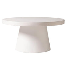 LeisureMod Minimalist White Side Table with Pedestal Base – Round Fiberstone Accent Table for Living Room, Outdoor, or Patio Use, Dune Series (White)