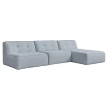 NADAAL STUDIOS Auvian 3-Piece Outdoor Lounge, Modular, Tufted Cushions, Polyester Upholstery, Quick-Dry Foam, Aluminum Frame, Light Blue