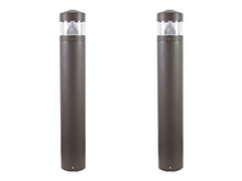 Solus Round LED Bollard Path Light – 10W Integrated LED, 937 Lumens, 4000K – Modern Outdoor Walkway Light, ETL Listed, Black or Bronze (Bronze, 2 Pack)