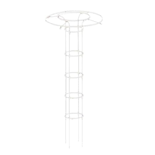 DHXIAMZ White 210cm Garden Obelisk Trellis for Climbing Plants Decorative Vertical Metal Umbrella Tower Frame for Potted Plants & Flowers Sturdy Outdoor Support Structure