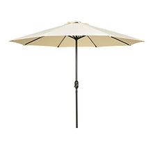 ARGENTFLUX 270cm/9ft Octagonal Iron Patio Table Umbrella, Outdoor Market Umbrella with Crank, 8 Ribs, Sun Shade Parasol(Beige)