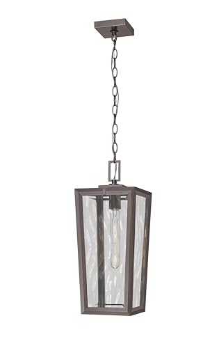 Madison 8" 1-Light Bronze Coastal Outdoor Pendant With Water Glass