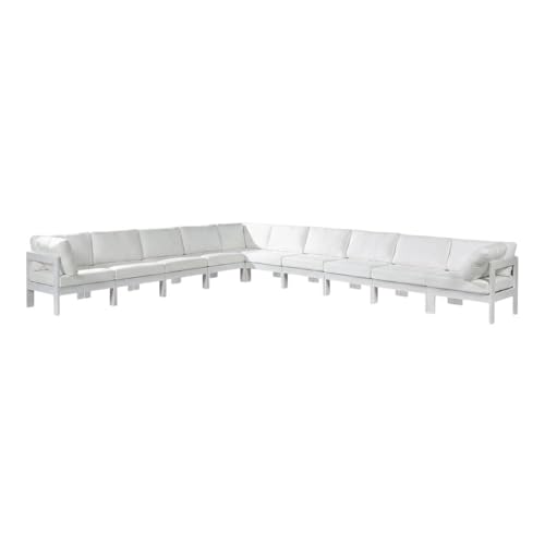 Outdoor Escape White Fabric Outdoor Patio Modular Sectional, Weather-Resistant Upholstery, Comfortable Back Height, Contemporary Style, Outdoor Living