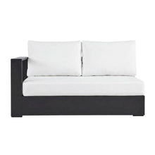 Outdoor Escape Powder-Coated Aluminum Outdoor Loveseat with Modular Left-Facing Design, Patio Furniture for Outdoor Couch Sectional, Gray White