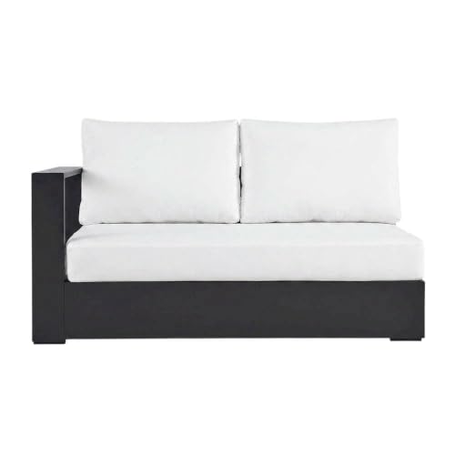 Outdoor Escape Powder-Coated Aluminum Outdoor Loveseat with Modular Left-Facing Design, Patio Furniture for Outdoor Couch Sectional, Gray White