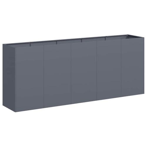 Heofavd 78.7 Inch Large Metal Planter Box, Rectangular Anthracite Raised Garden Bed for Outdoor Terrace, Cold-Rolled Steel Tall Planter with Drainage for Flowers and Herbs, Dark Grey