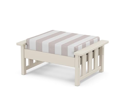 Martha Stewart by POLYWOOD® Acadia Deep Seating Ottoman in Sand/Cabana Stripe Dune Burlap