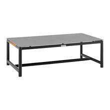 Armen Living Crown Aluminum and Teak Wood Outdoor Coffee Table in Black