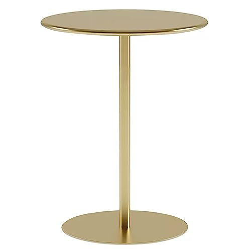 ALMLWIAJ Nightstand, Round Coffee Table Dining Table for Indoor Outdoor Bistro Metal Iron with Sturdy Base Ideal for Garden Dining Room Home Bar (Gold 70x72cm)