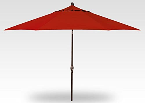 Treasure Garden Octagonal 9ft Patio Umbrella - Outdoor Furniture Market Umbrella – Auto Tilt – Bronze Aluminum Frame (O’bravia2, Red)