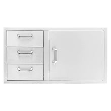 BBQGUYS 39-in Contempo/Traditional Stainless Steel Reversible Access Door & Triple Drawer Combo Signature - BBQ-DDC-39