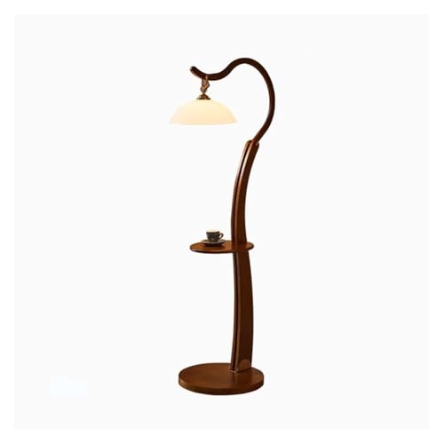 LUYOUBOZHU Floor Lamp Solid Wood LED Floor Lamp with Side Table for Bedroom Living Room Office