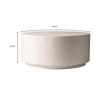 LeisureMod Minimalist Side Table Assembled 36” Round Modern Fiberstone Top Accent Table for Outdoor, Home, Living Room Terra Series in White