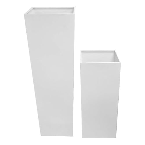 Pemberly Row 2-Piece Modern Style Steel Planter Set White