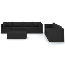 MNCVXAXG 9 Piece Patio Lounge Set with Cushions Poly Rattan Black