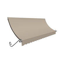 Awntech 8' Charleston (100.5"-18"-36") Sloped Fixed Awning with Scrolled Iron Arms, Linen