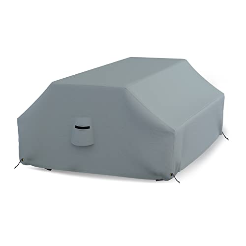 Covers & all Picnic Table Cover, 18 Oz Heavy Duty Waterproof UV & Weather Resistant Protector Outdoor Patio Bench Outside Furniture Cover with Air Vents & Drawstrings (98”L x 63”W x 37”H, Gray)