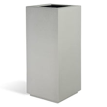 PolyStone Kensington Pedestal Planter – 16" x 16"x 36" – Tall Lightweight Indoor/Outdoor Planter Box – Modern Stone-Look Resin – All-Weather w/Drainage Hole – Made in USA – Concrete Gray