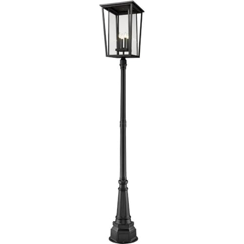 Bailey Street Home 4 Light Outdoor Post Mounted Fixture in Craftsman Style-113 inches Tall and 18 inches Wide 372-Bel-4652361, Black
