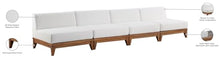 Meridian Furniture 389White-S138 Rio Collection Modern | Contemporary Outdoor Patio Off White Resilient Water Resisting Fabric Modular Sofa with Durable Acacia Wood Frame