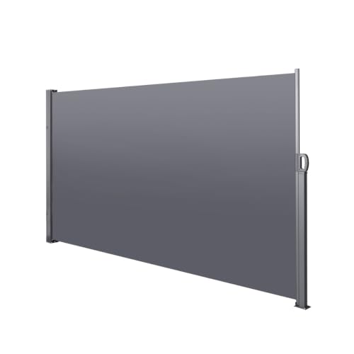 138" X 71'' Retractable Side Awning, Grey, Rust Frame, Waterproof & - Privacy Shelter 138"X71", Screen for Safari Parks