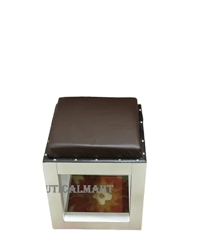 NauticalMart Decorative Wooden Ottoman Stool Set of 2