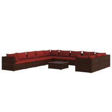LDEWOAMEG 12 Piece Patio Lounge Set with Cushions Poly Rattan Brown