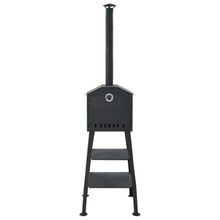 Outdoor Charcoal Pizza Oven with 2 Fireclay Stones, Portable Garden Wood Fired Pizza Maker for Bread, Cakes, and Pies, Heavy Duty Steel Construction with Thermometer, Black