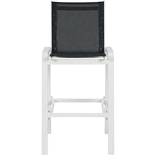 Outdoor Escape Black Fabric Outdoor Patio Barstool Set of 2, Cushioned Seat, 29-Inch Height, 17.5-Inch Wide, 16-Inch Deep, Contemporary Style