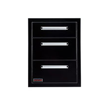 Whsitler Outdoor Kitchen Cabinet Triple Drawer - BBQ Island Drawers with Thickened Sliding Rail,16.5" W x 22" H x 22" D Outdoor Kitchen Drawer Glossy Black