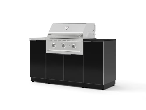NewAge Products Classic Series 5PC Aluminum Black Modular Outdoor Kitchen Grill Island with 33" Performance Grill NG - 24"D x 65"W x 57.15"H