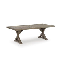 Signature Design by Ashley Carmel Bay Casual Weather and Rust Resistant Outdoor Dining Table with Porcelain Tabletop and Umbrella Hole, Grayish Brown