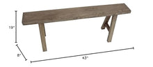 43" l Natural Wood Indoor Outdoor Small Noodle Bench Entryway Hallway Patio Seating Finish Solid