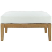 Modway Bayport Teak Wood Outdoor Patio Ottoman in Natural White