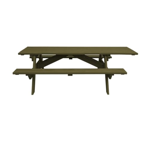 Keystone Amish Co. 94" Heavy Duty Pressure Treated Pine ADA Compliant Park Picnic Table, Wheelchair Accessible Outdoor Wooden Table, Made in USA (No Umbrella Hole, Linden Leaf Stain)