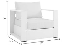 Modway Tahoe Aluminum Outdoor Patio Armchair in White White