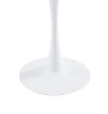 LeisureMod Bello 35" Round Outdoor Dining Table, Modern Black Metal, White